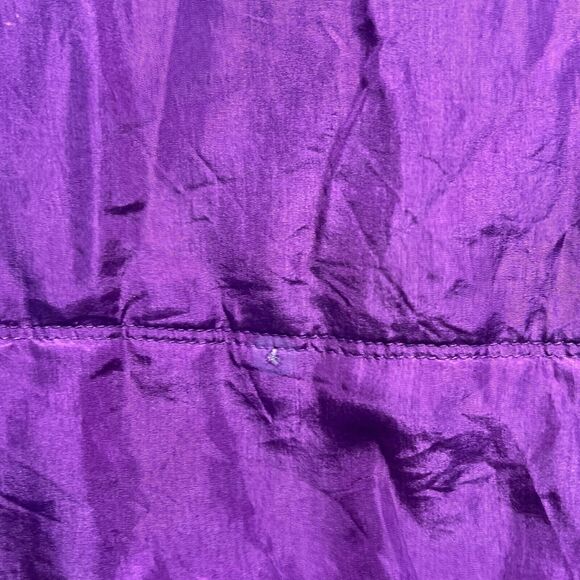 VTG 90s Clio 100% Silk Jacket Purple Oversized Quilted Bomber Women's Size Small - Picture 6 of 8